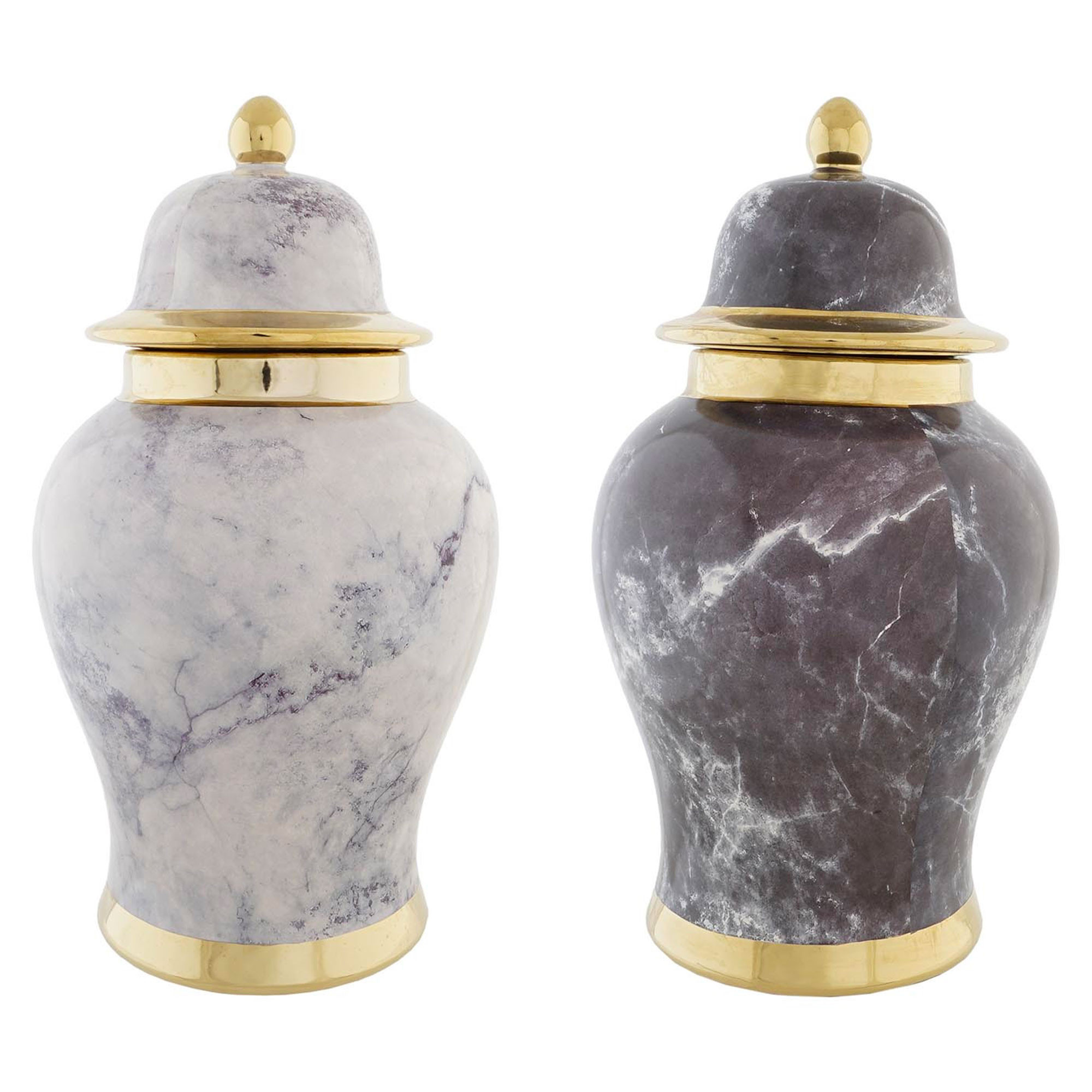 Set de 2 pots en porcelaine effet marbre 17x17x32cm, WADIGA