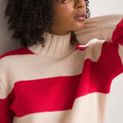 Recycled Striped Jumper with Funnel Neck LA REDOUTE COLLECTIONS