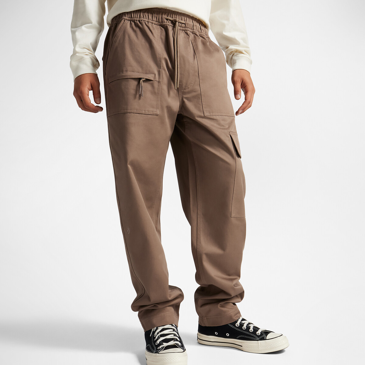 Cotton cargo trousers, brown, Converse | La Redoute