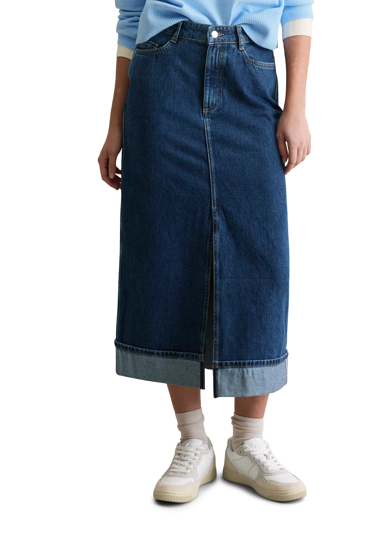 Maxi-jupe en jean regular en denim rigide sans élasthanne, MARC O’POLO DENIM
