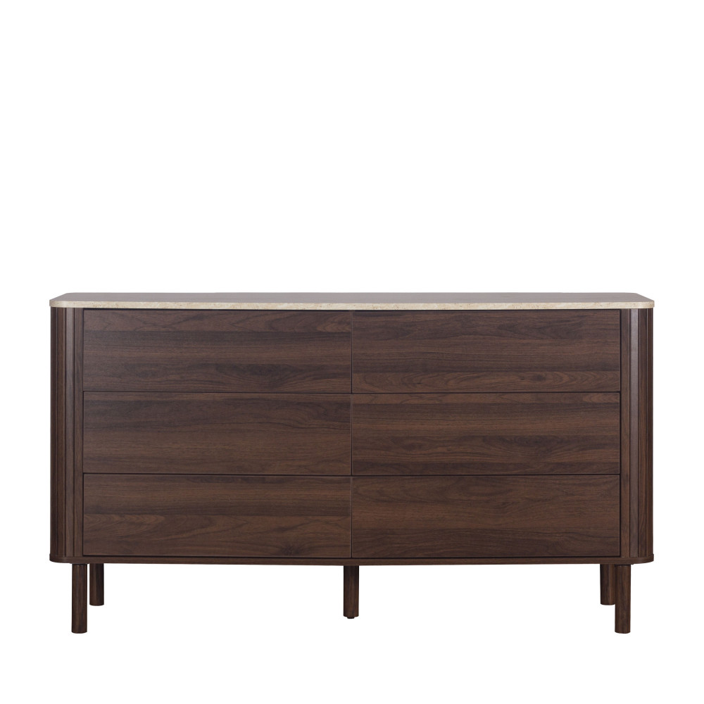 Commode 6 tiroirs en bois effet travertin L 140 cm- MAYA, DRAWER