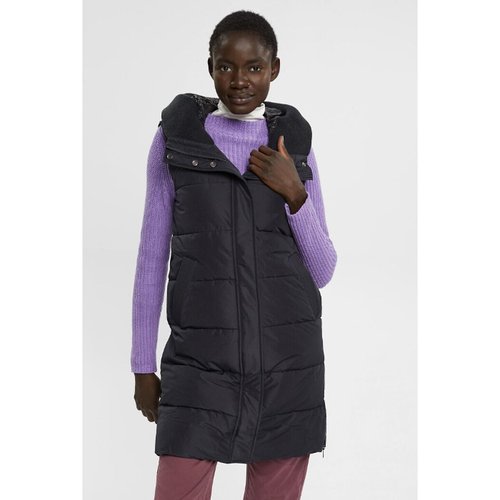 Recycled hooded padded gilet, black, Esprit