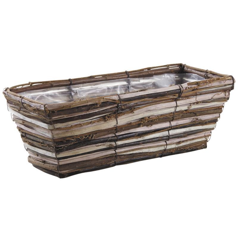 Jardinière osier et bois 40cm, AUBRY GASPARD