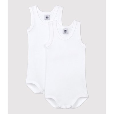Pack of 2 Sleeveless Bodysuits in Cotton PETIT BATEAU