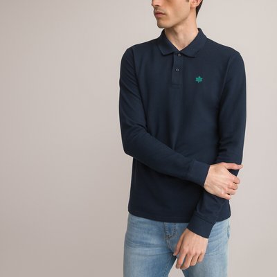 Cotton Polo Shirt with Long Sleeves LA REDOUTE COLLECTIONS