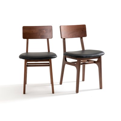 Комплект из 2 стульев из массива орехового дерева и кожи, Larsen LA REDOUTE INTERIEURS
