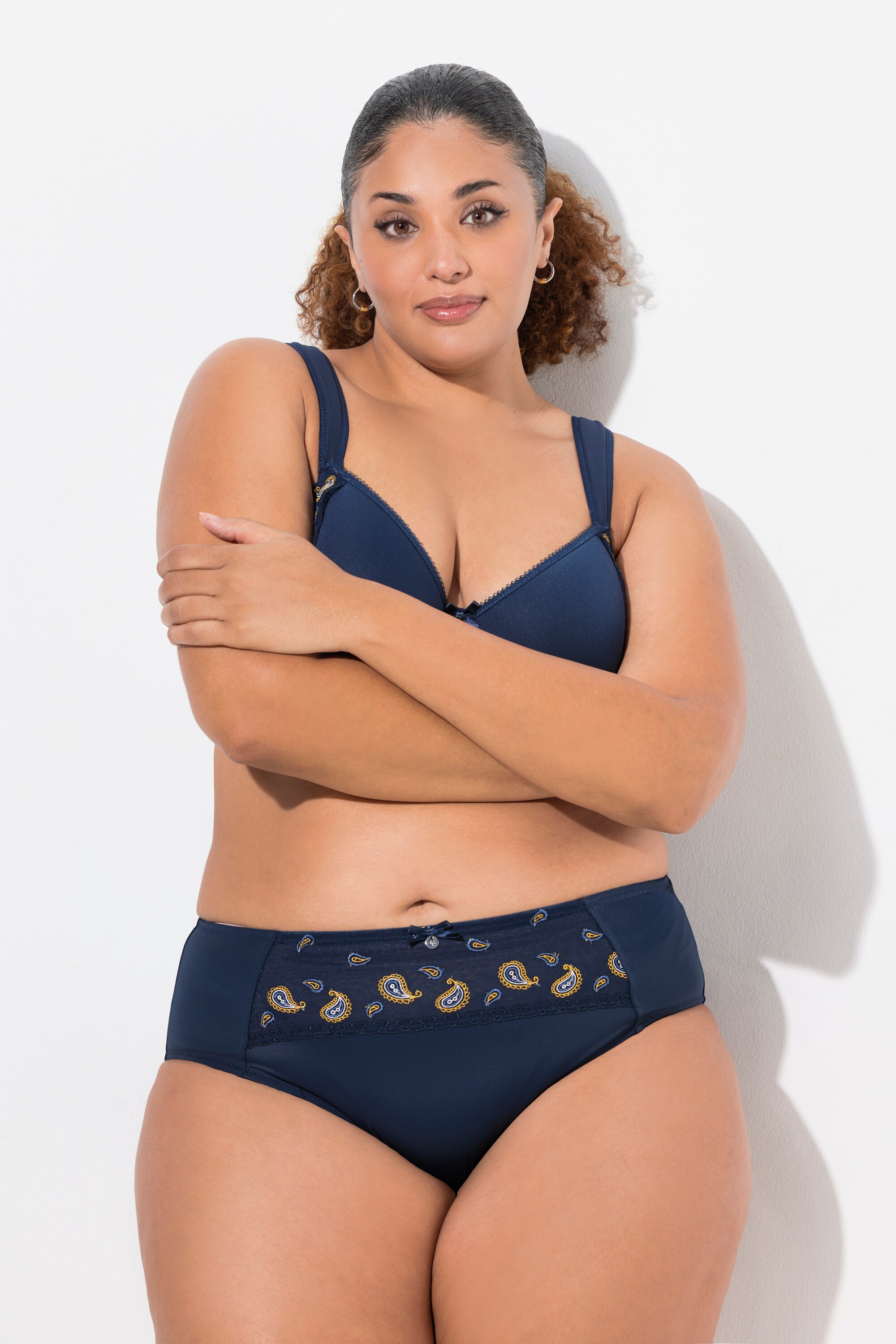 Slip midi, broderie cachemire, microfibre, ULLA POPKEN