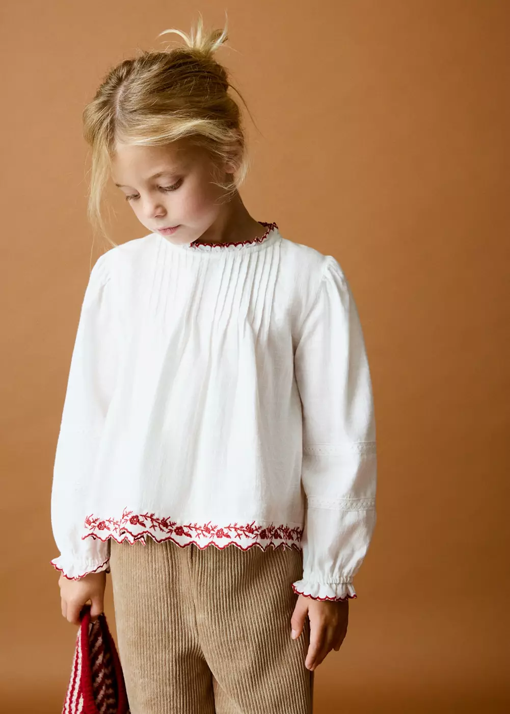 Blouse coton détails brodés festonnées, MANGO BABY