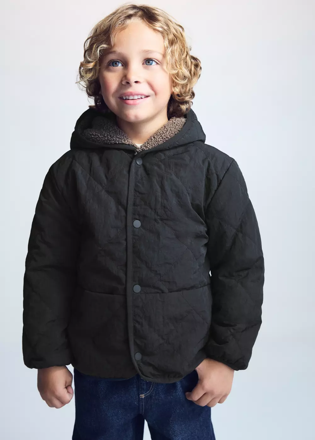 Anorak matelassé imitation fourrure, MANGO BABY