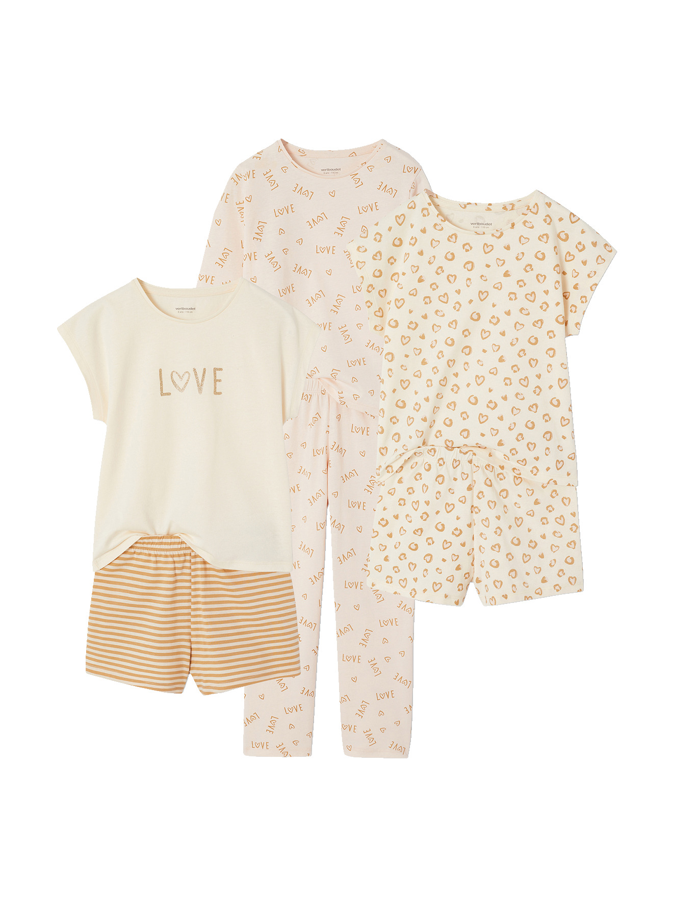 Lot de 3 pyjamas léopard, VERTBAUDET