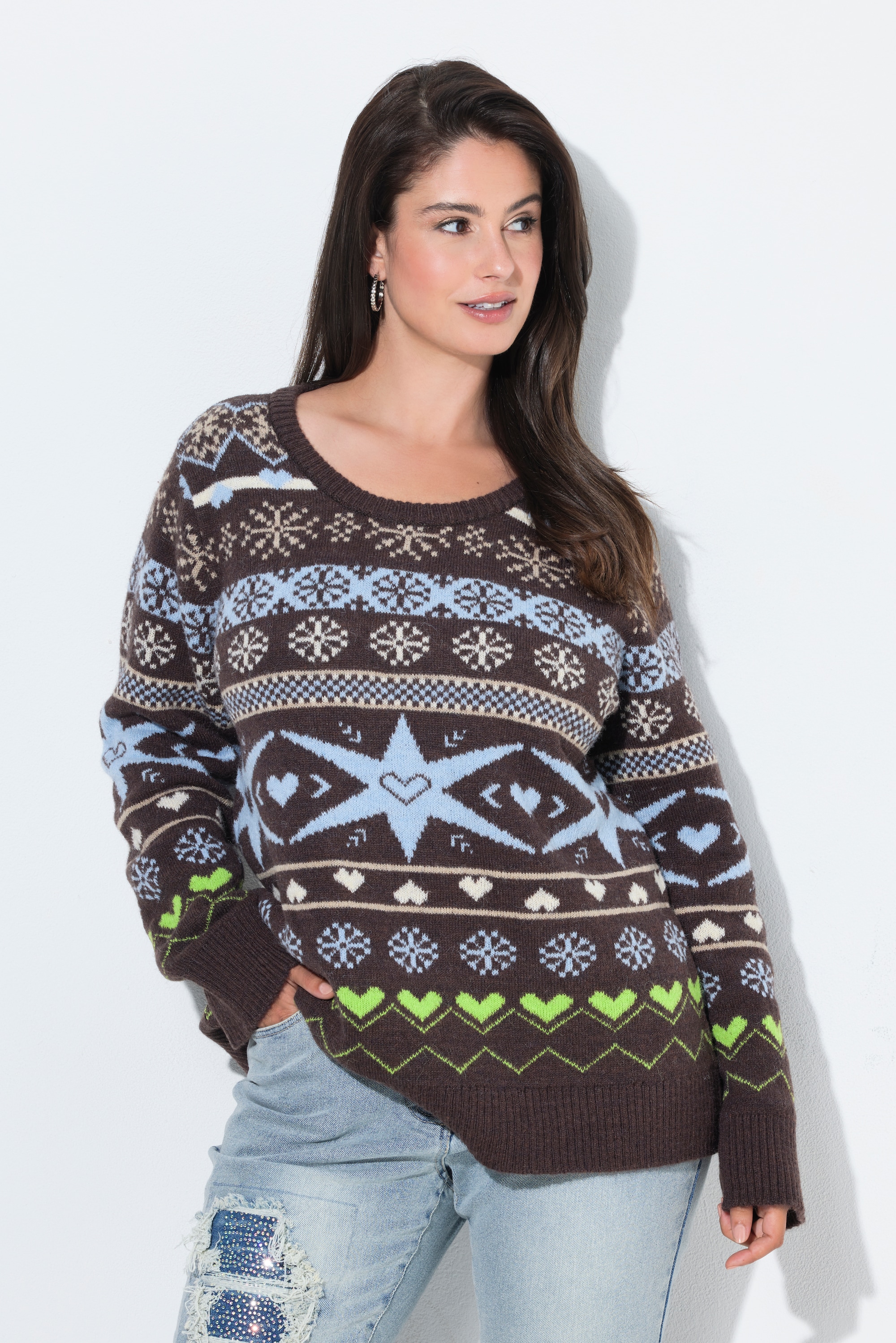 Pull motif norvégien, col montant, ULLA POPKEN