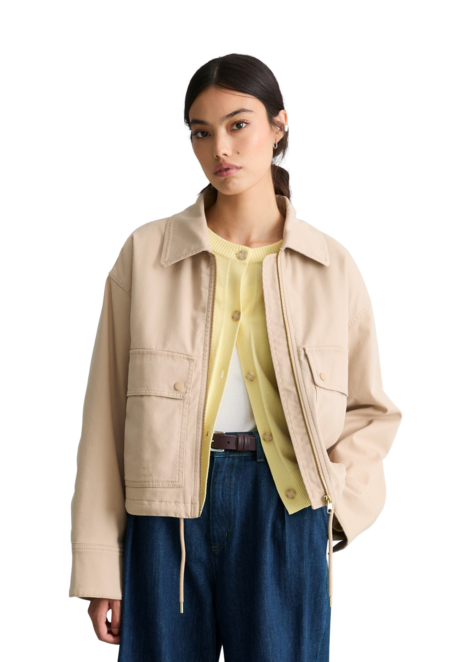 Veste en toile, coupe classique avec un col en peluche amovible, MARC O’POLO DENIM