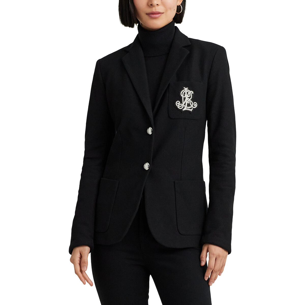 Image of Cotton Fitted Patch Blazer