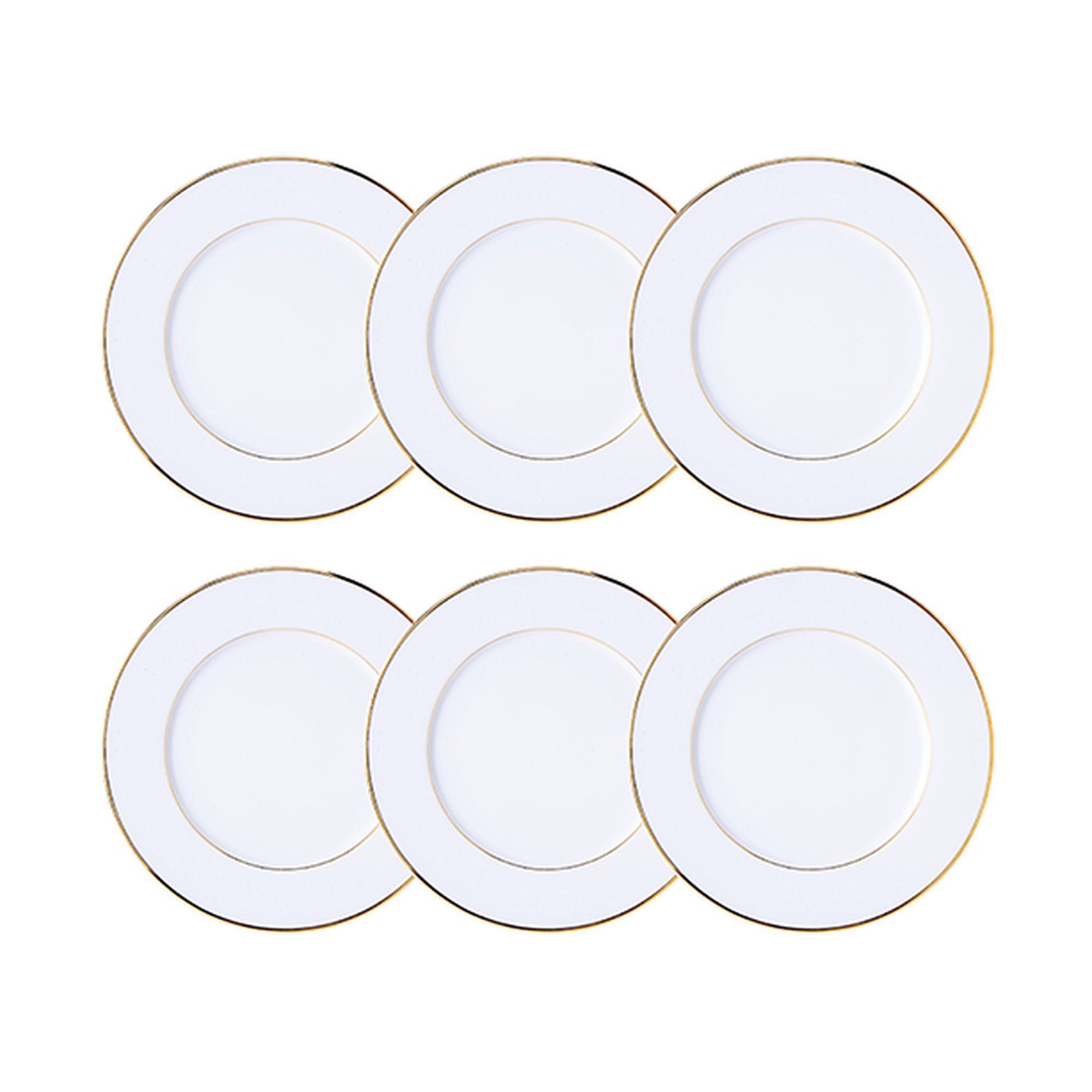 Lot de 6 assiettes plates 26,5cm en porcelaine, CLASSIC FILET OR, NOVASTYL