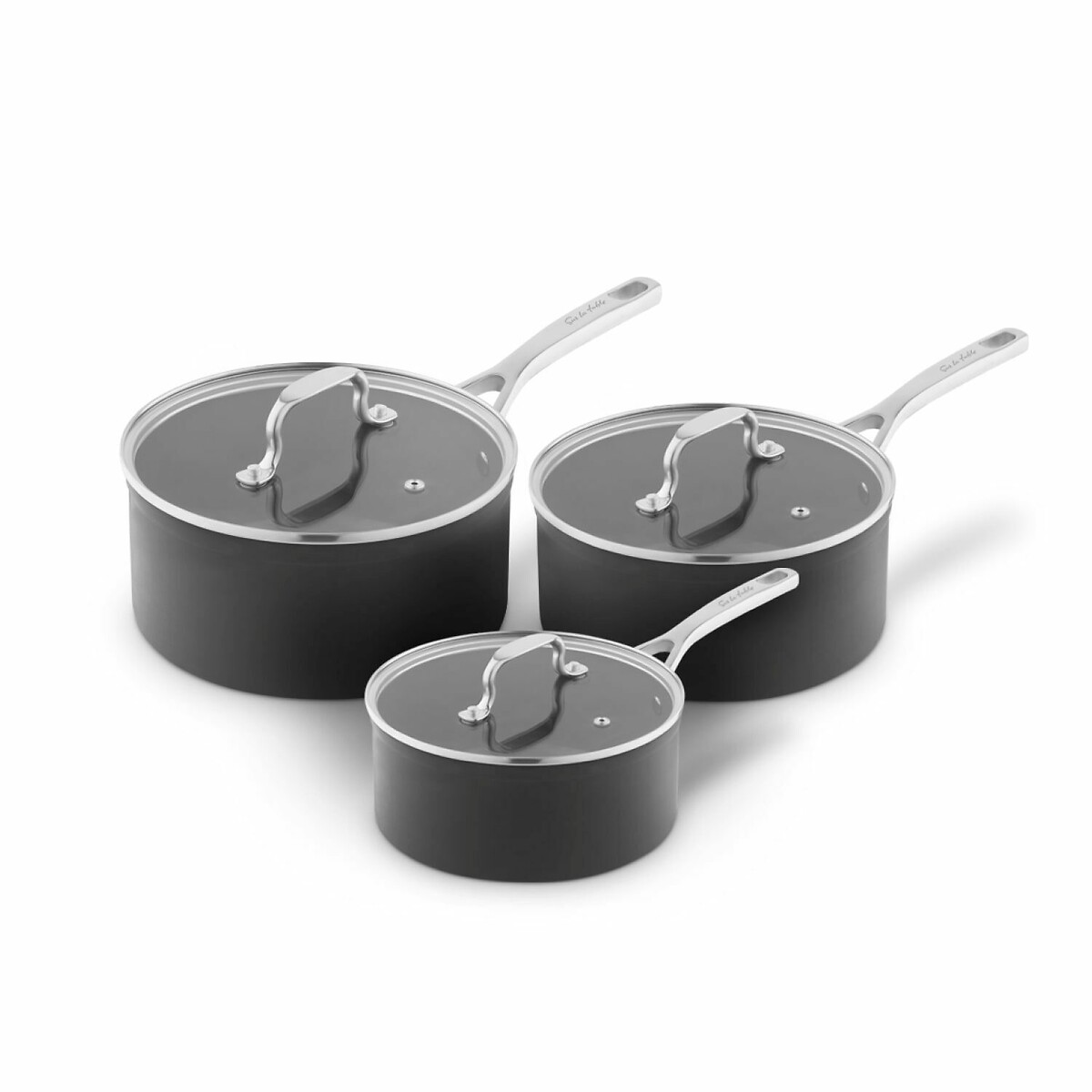 3-Piece SLT Core Hard Anodized Saucepan Set, SUR LA TABLE