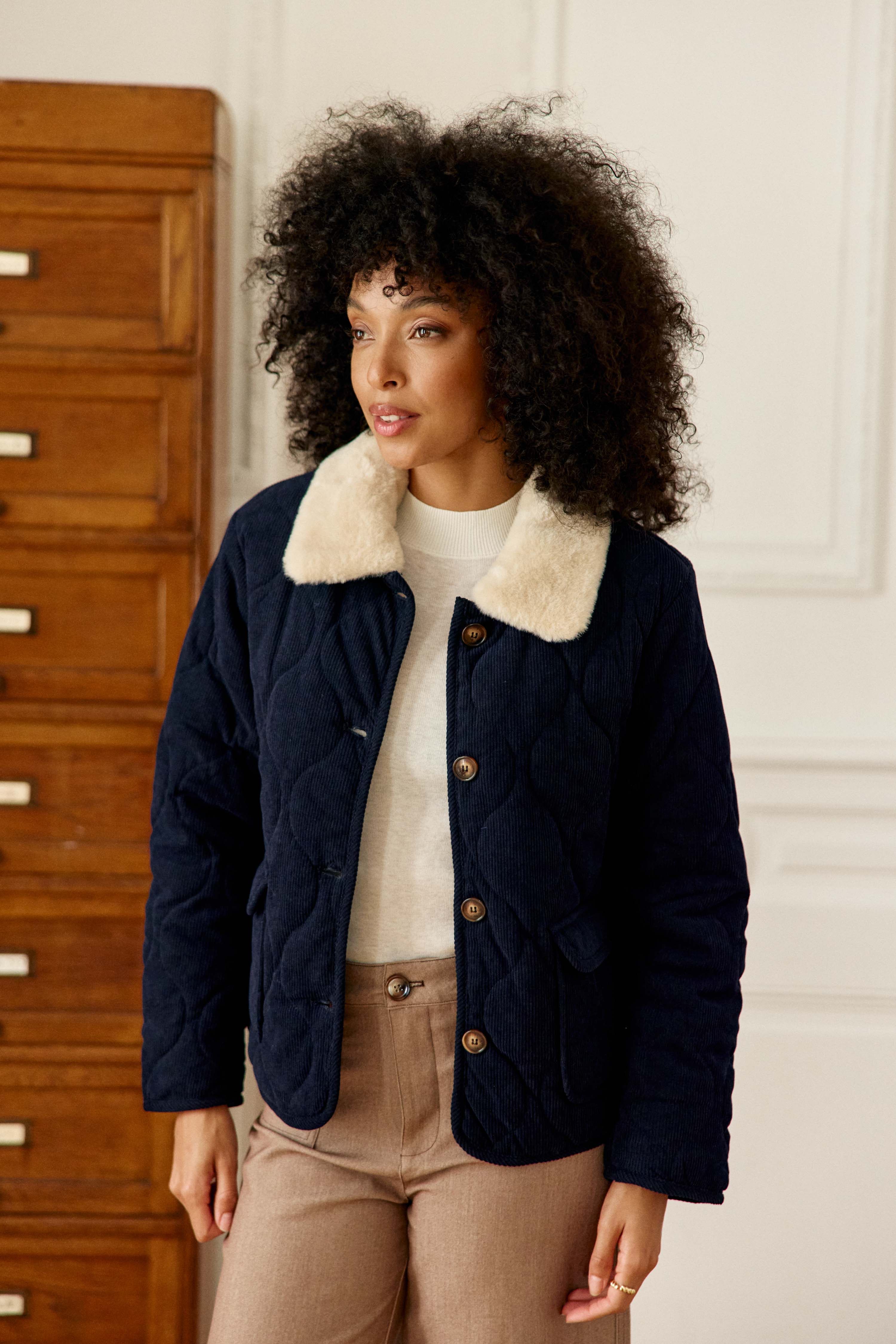Manteau col amovible uni NATTIA, LA PETITE ETOILE