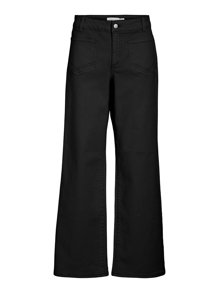 Wijde jeans met opgestikte zakken aan de voorkant, hoge taille, VILA
