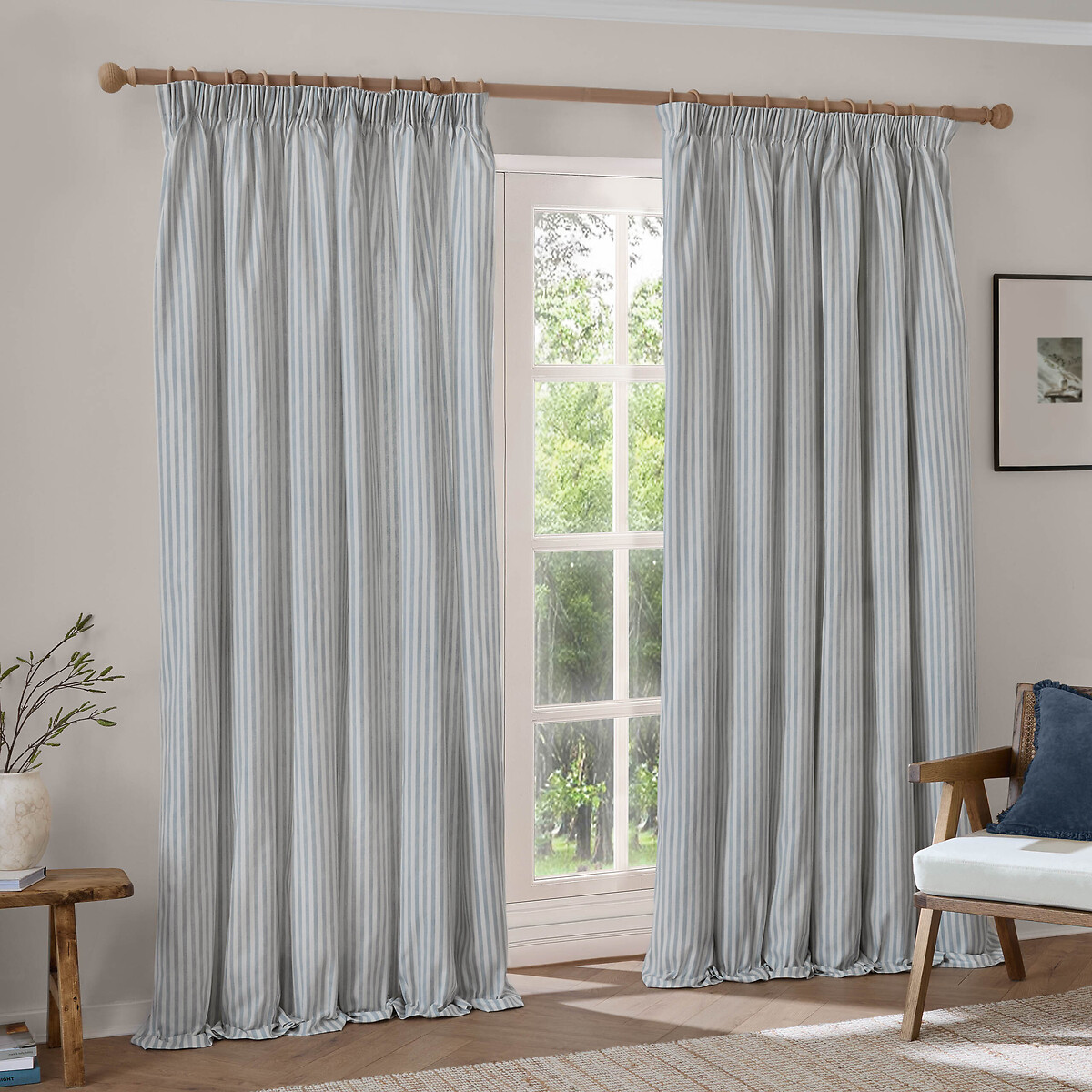 Hebden 100% Cotton Blackout Pencil Pleat Curtain Pair, YARD
