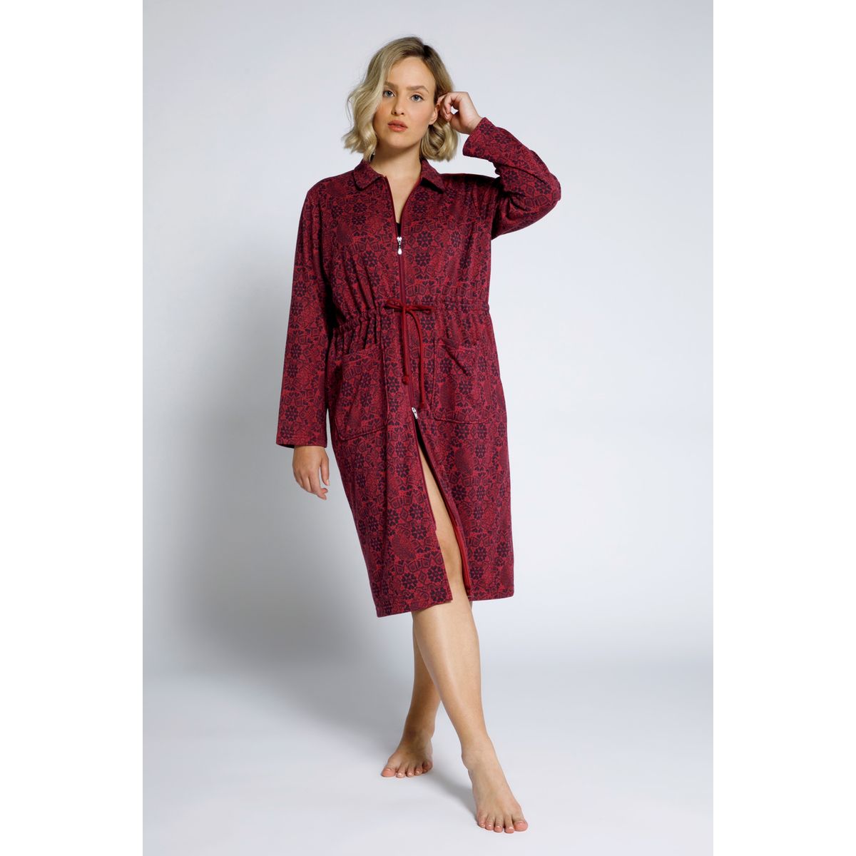 Femmes Longueur Genou Coton Fermeture Éclair Peignoir Peignoir Robe De Chambre Taille UK 10-18 