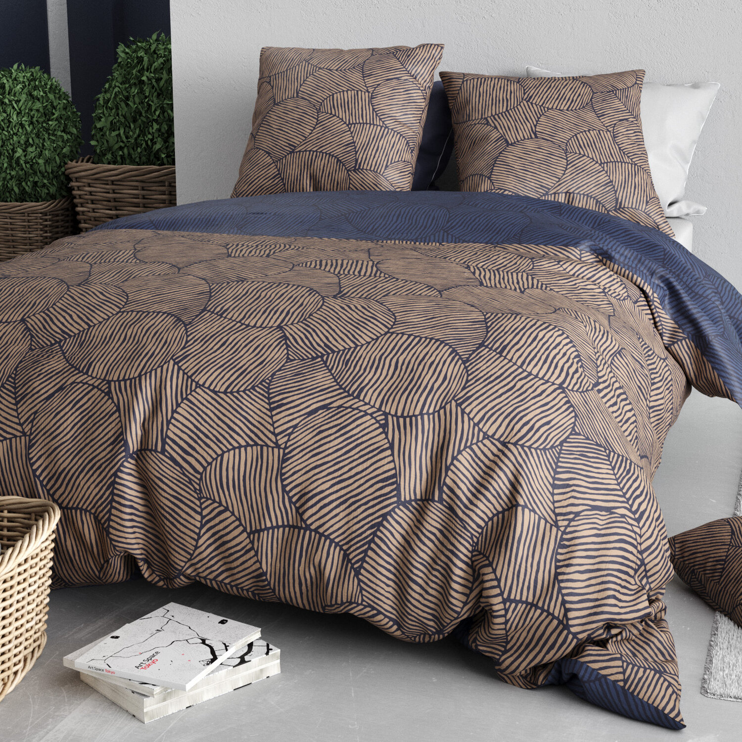Parure housse de couette en coton imprimée, Ninon, C DESIGN HOME TEXTILE