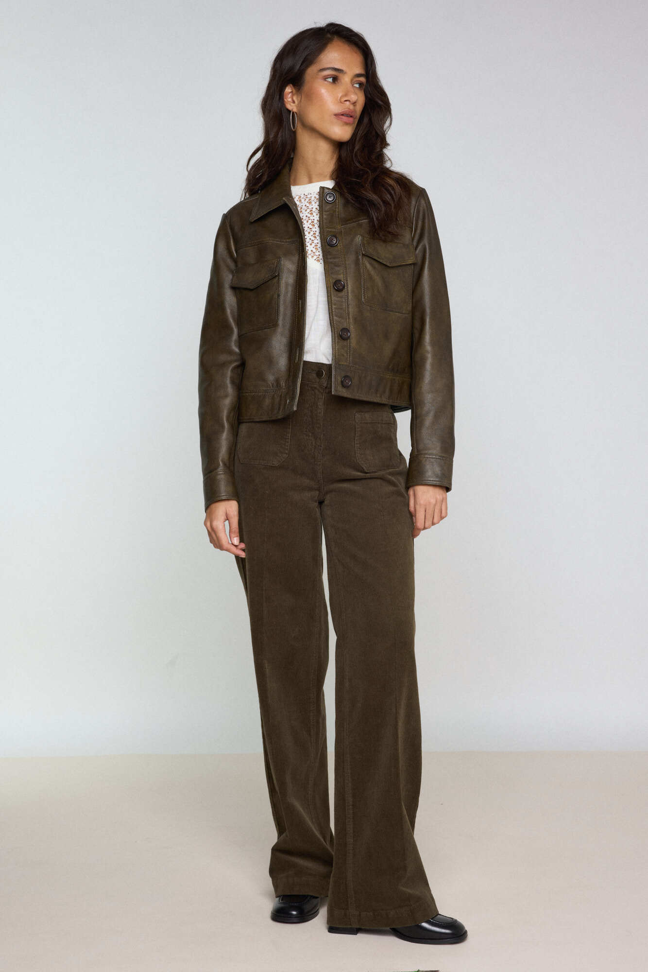 Veste en cuir donna kaki Maison 123 La Redoute