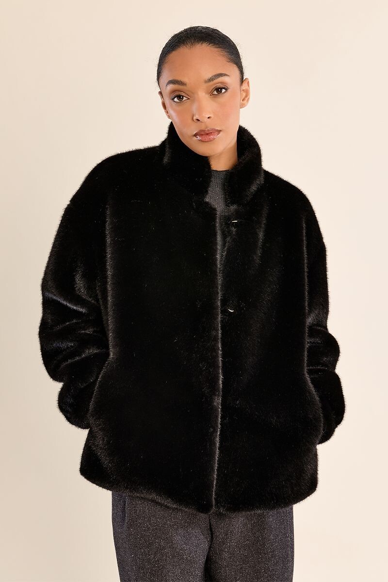 Manteau en tissu duveteux, col montant, MOLLY BRACKEN