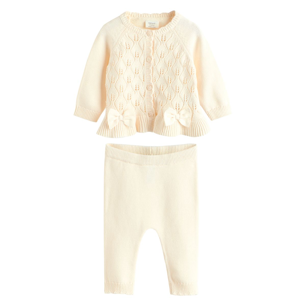 Cardigan à volants et nœud bébé, 2 pièces, NEXT