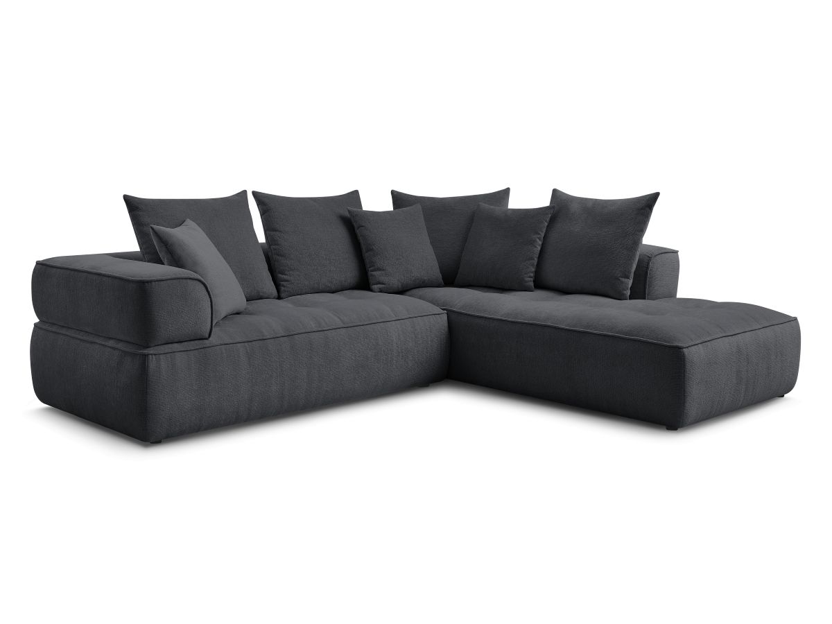 Canapé d'angle fixe 4 places en tissu lisse, WHESLEY, BOBOCHIC