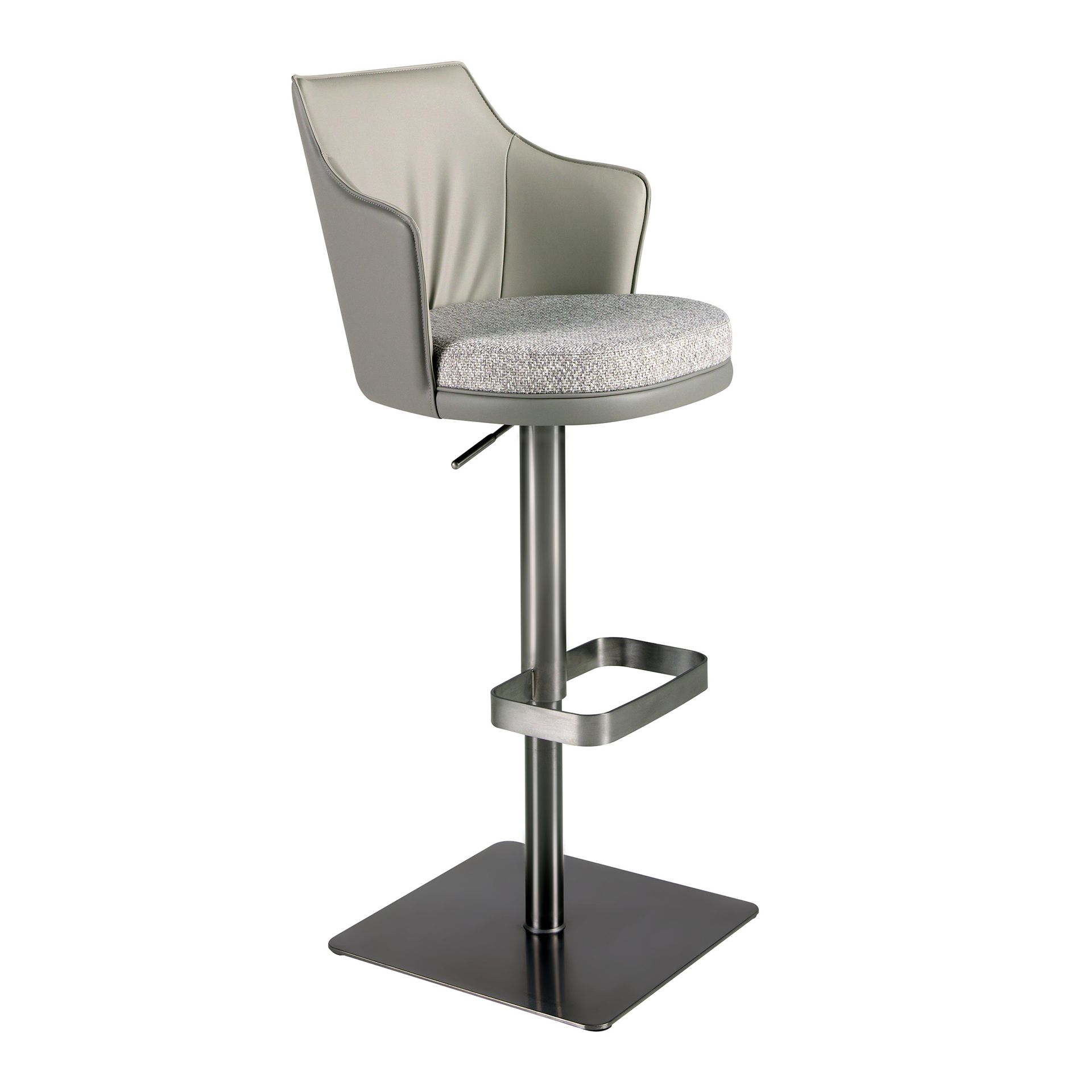 Tabouret pivotant en tissu marbré et similicuir, ANGEL CERDA