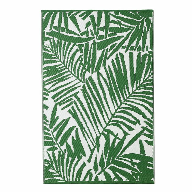 Teppich Catalpa mit Palmblattmotiven, innen/aussen grün / weiss <span itemprop=