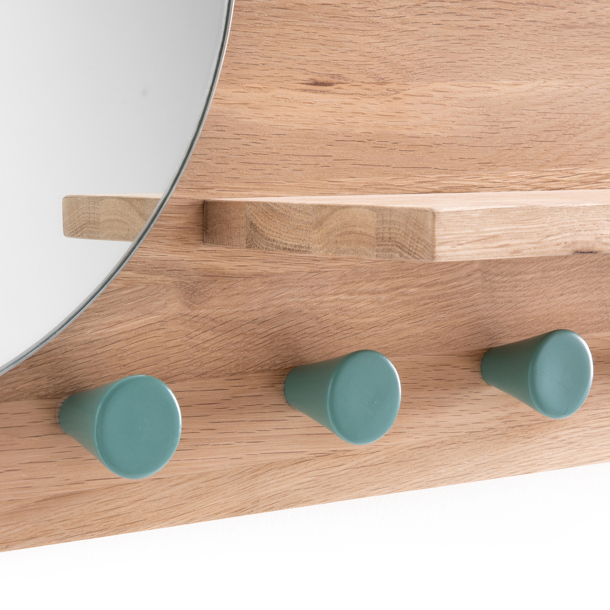 Product photograph of Nyjo Oak Wall-mounted Coat Rack With Mirror from La Redoute UK