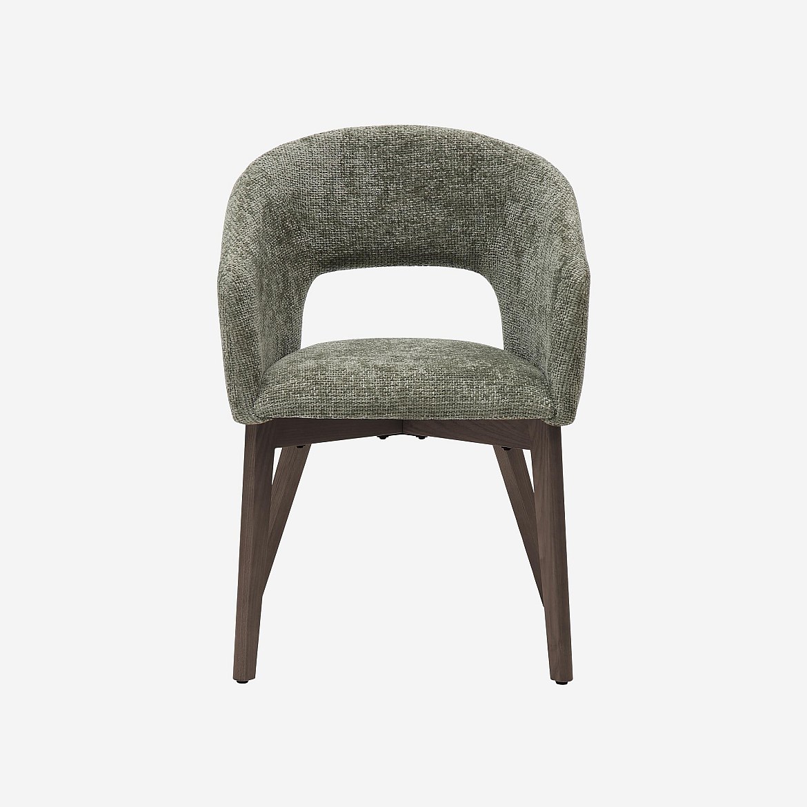 Lot de 2 chaises en tissu chenille et noyer avec accoudoirs, HABITAT