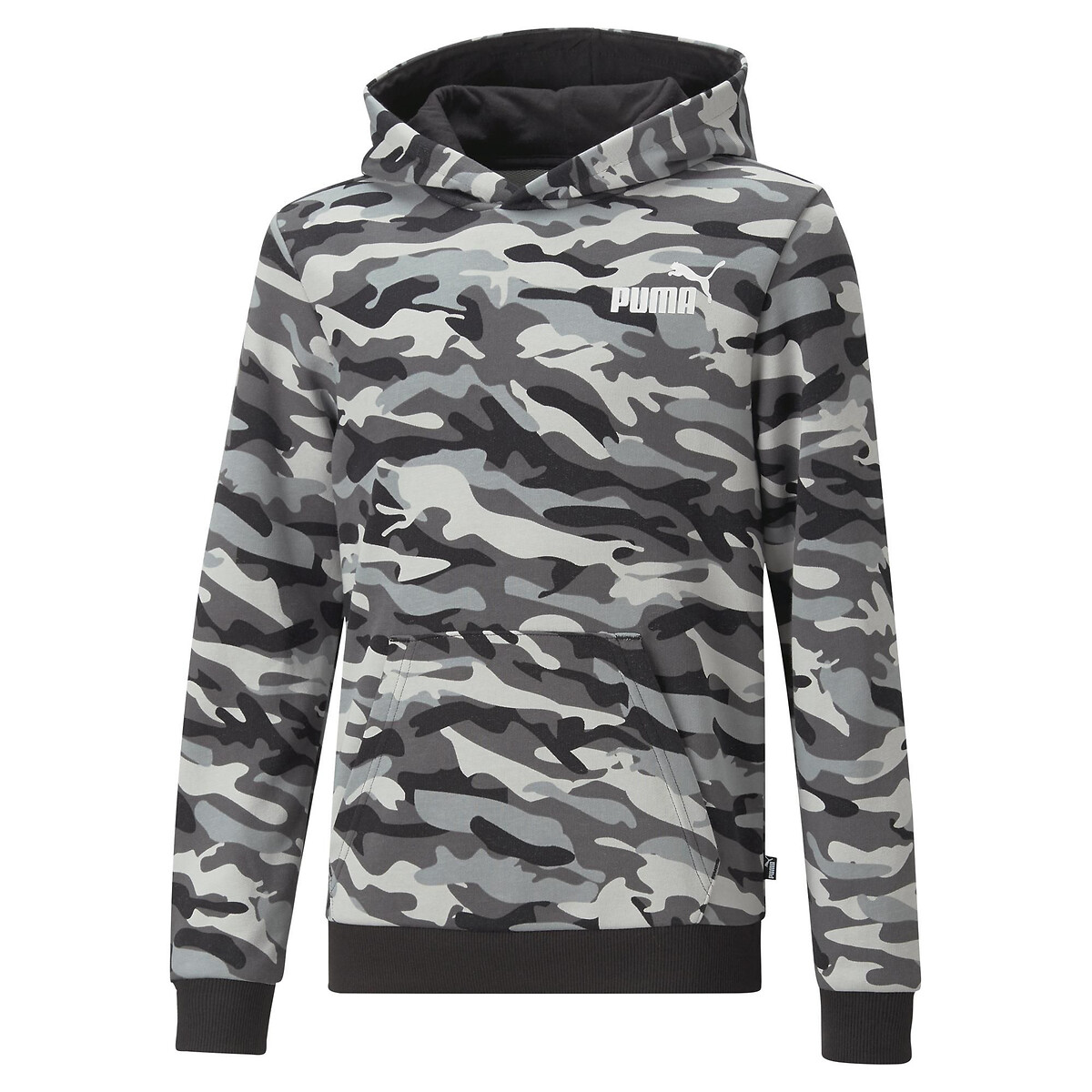 camo print hoodie in cotton mix