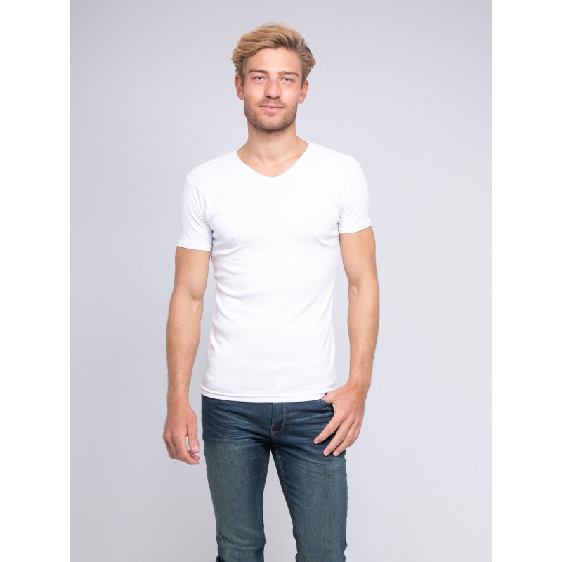 T-shirt Col V Pur Coton Organique Word, RITCHIE