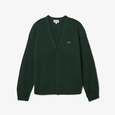 Embroidered Logo Wool Cardigan with Buttons LACOSTE