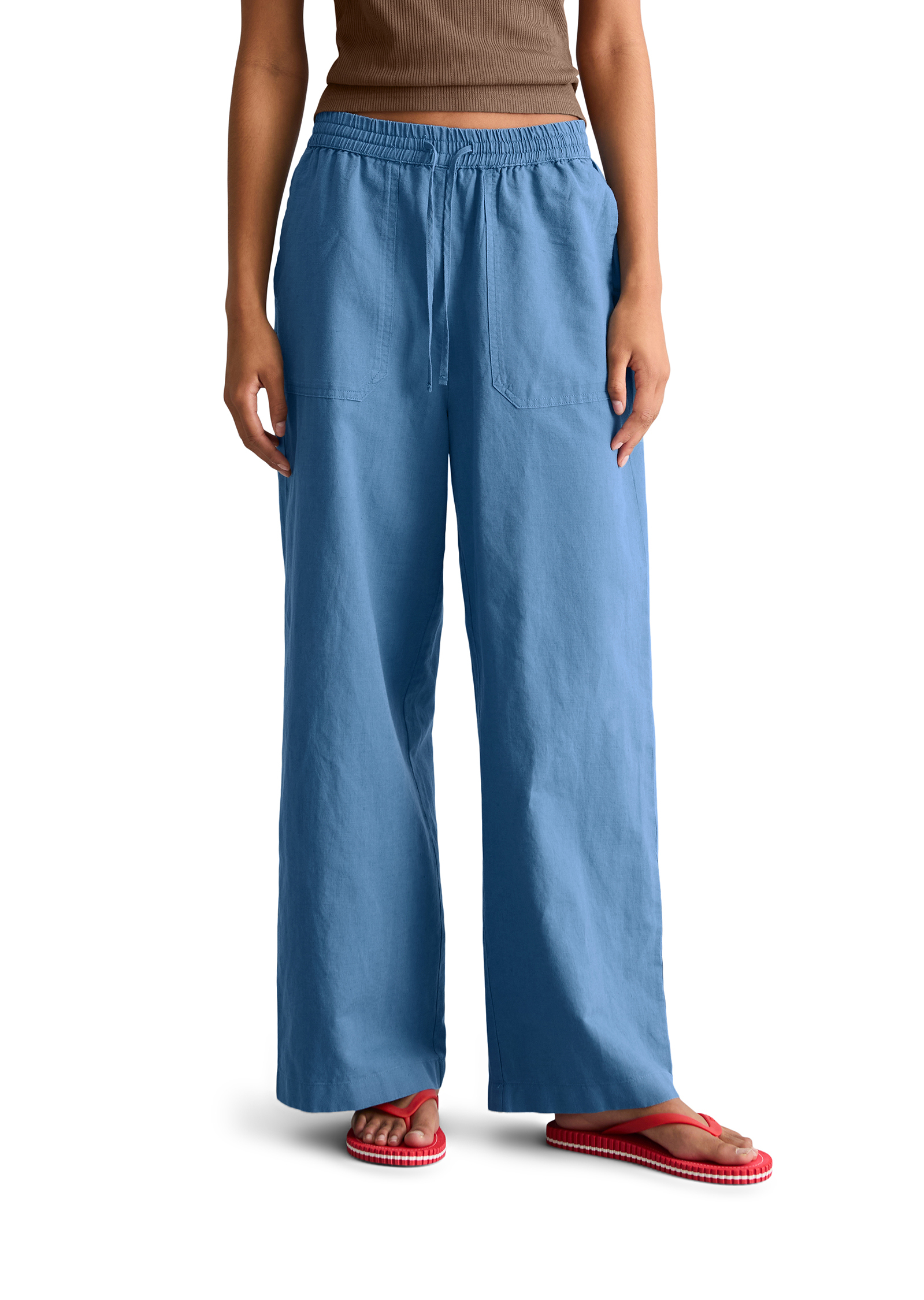 Pantalon à enfiler regular en mélange de lin et de coton, MARC O’POLO DENIM