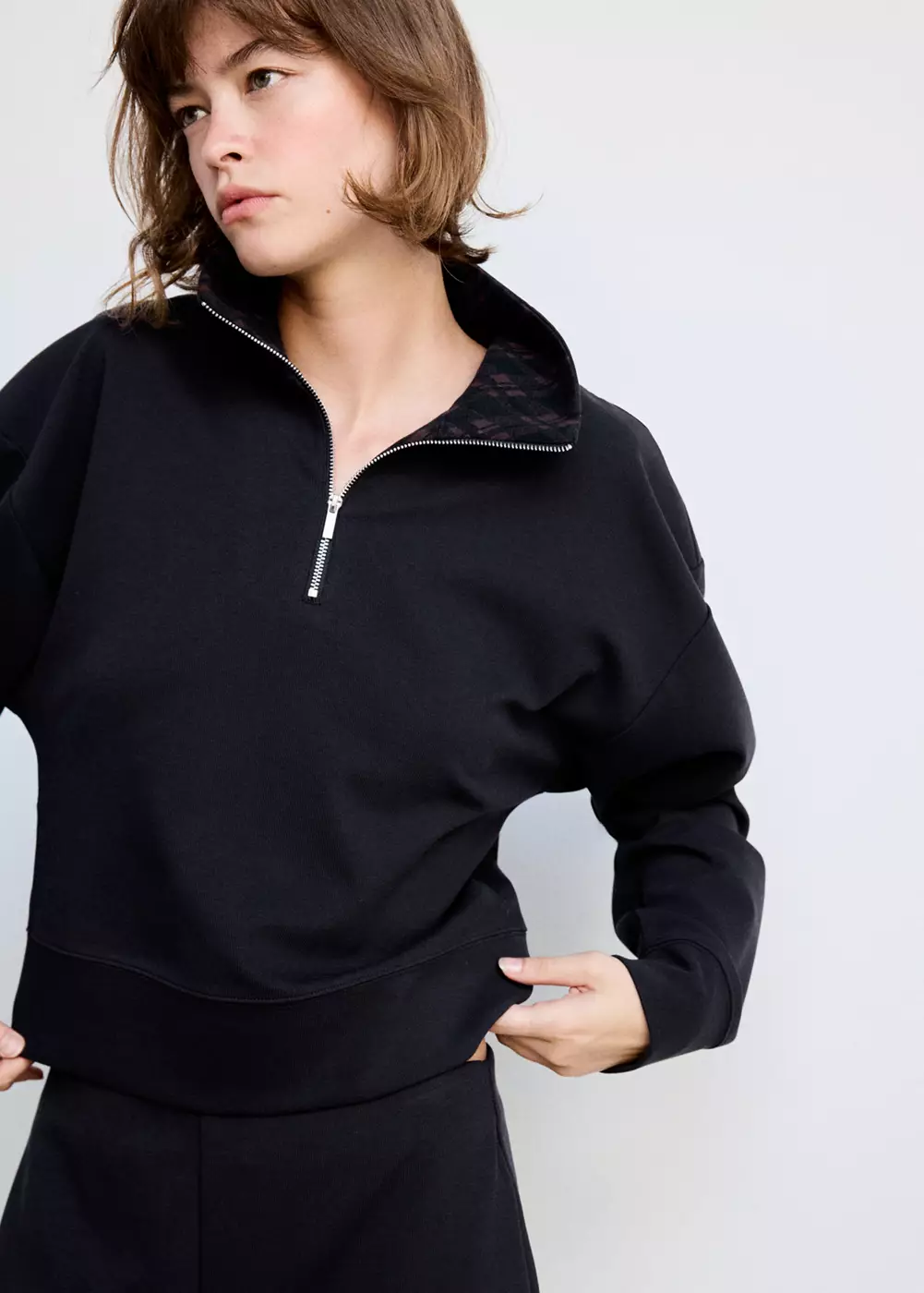 Sweat-shirt col montant zippé, MANGO