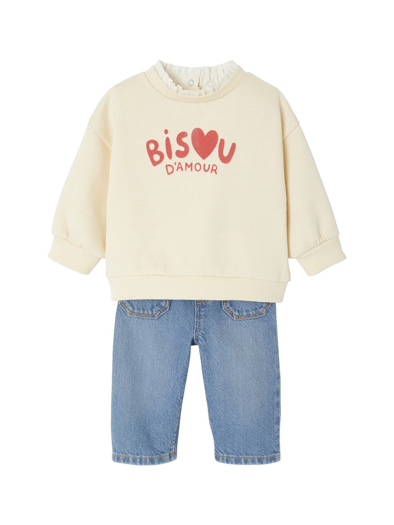 Ensemble sweat-shirt et jean large bébé, VERTBAUDET