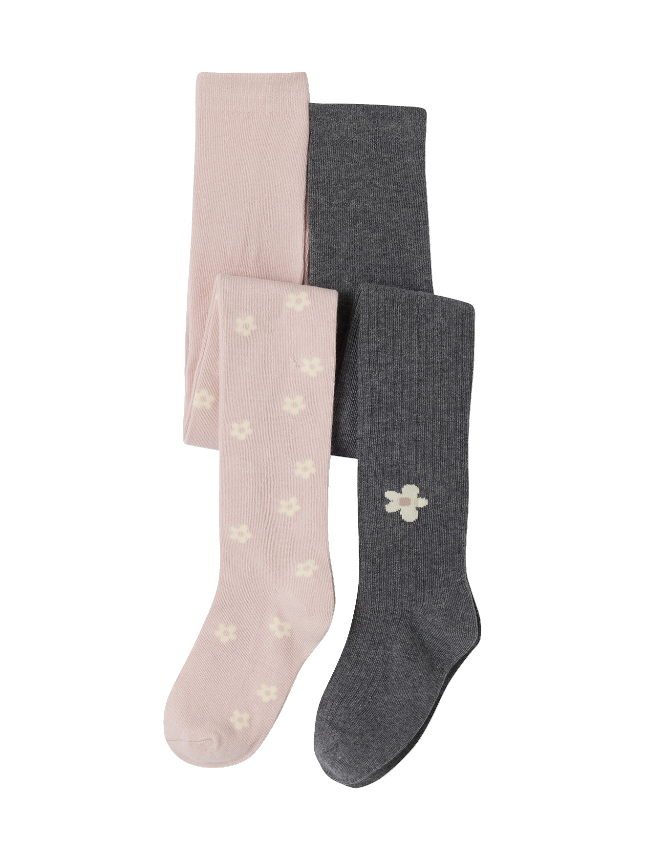 Lot de 2 paires de collants à fleurs, VERTBAUDET