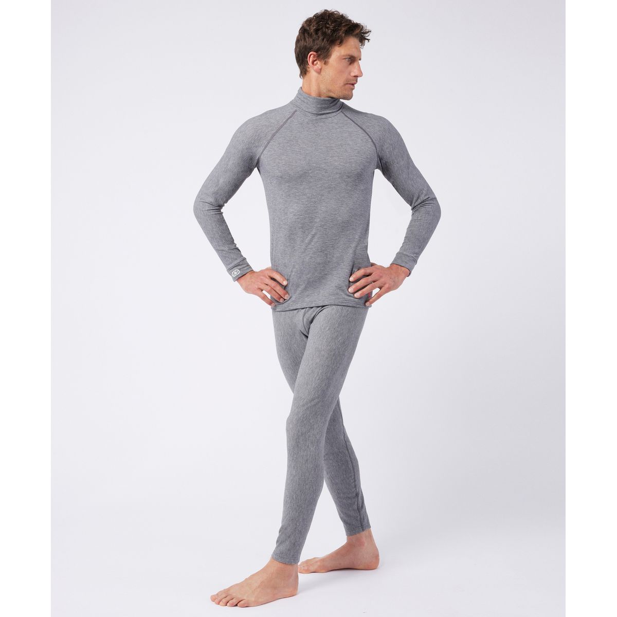 TEE SHIRT MANCHES LONGUES HOMME DAMART COMFORT THERMOLACTYL 4 ZIPPE - GRIS