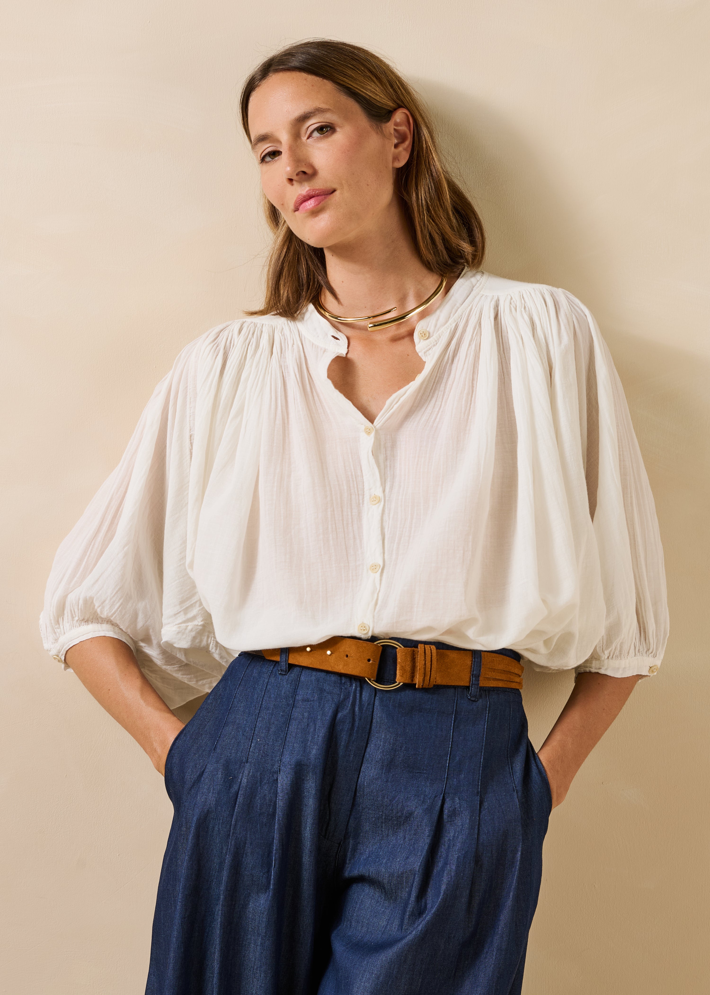 Chemisier en voile de coton fluide, LA FEE MARABOUTEE