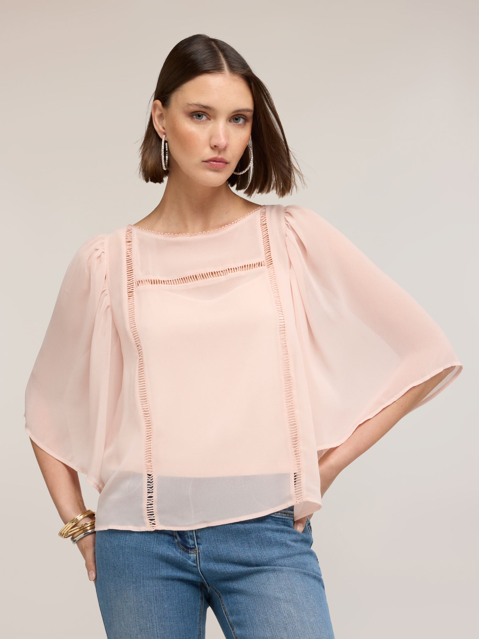 Blouse avec broderies ajourées, MOTIVI