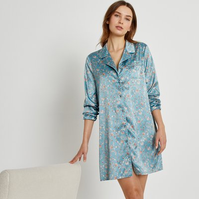 Floral Print Satin Nightshirt LA REDOUTE COLLECTIONS