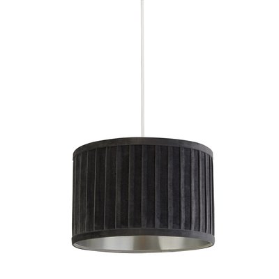 Pleated Velvet Grey Lampshade with Metallic Silver Inner SO'HOME