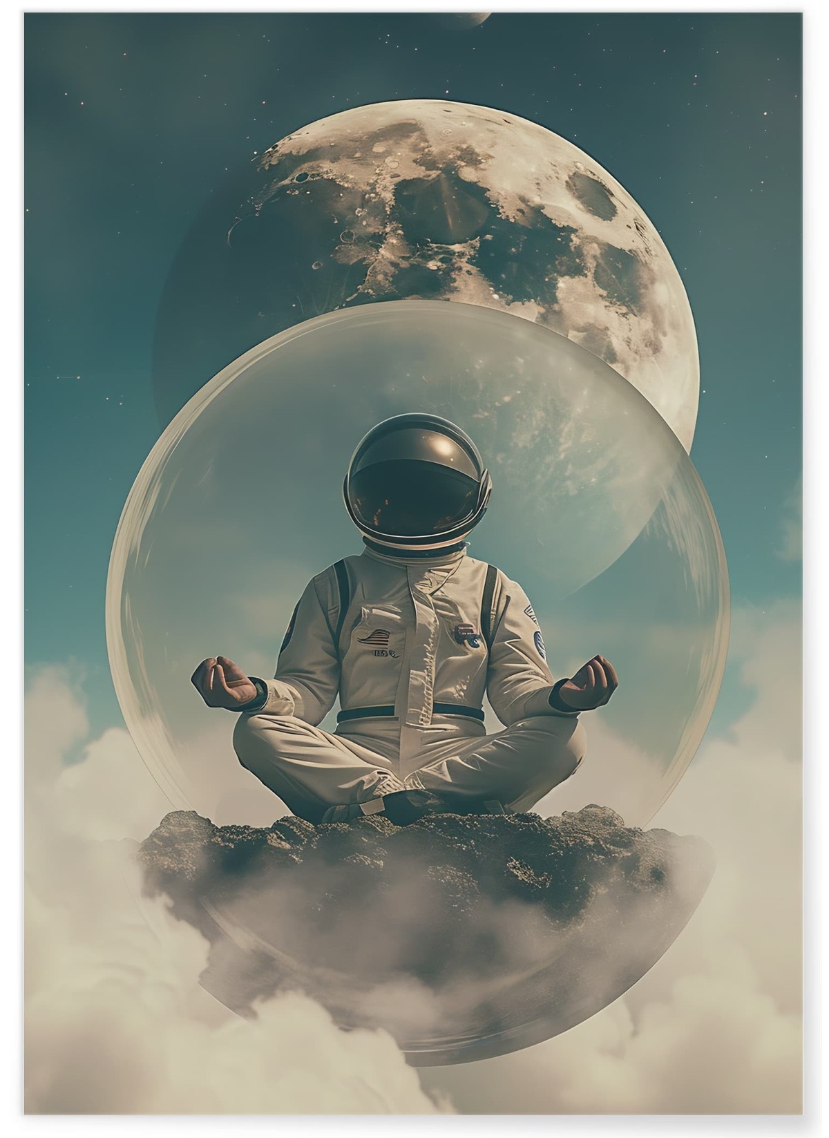Affiche Astronaute Méditant dans l'Espace, L'AFFICHERIE