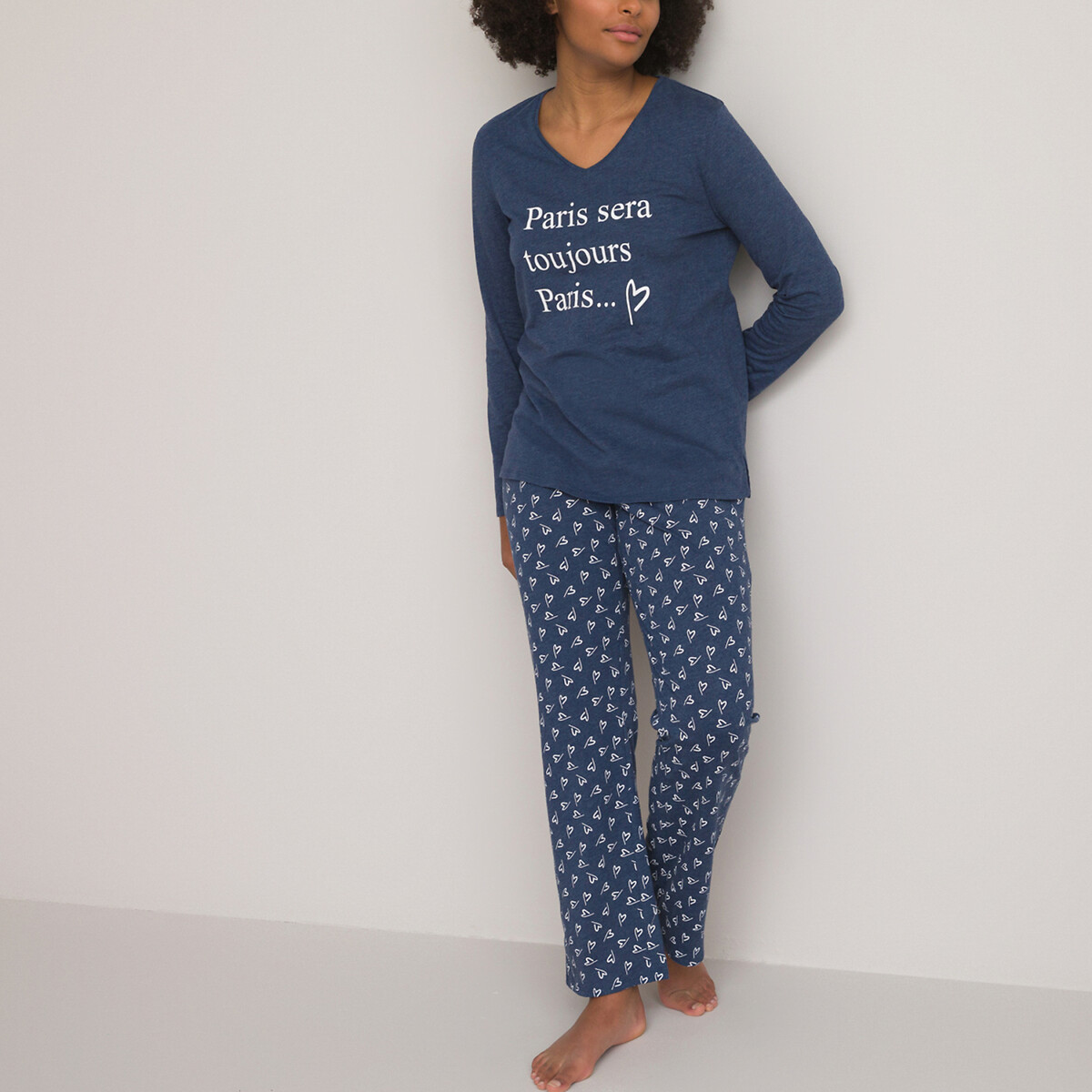 Image of Cotton Slogan Print Pyjamas