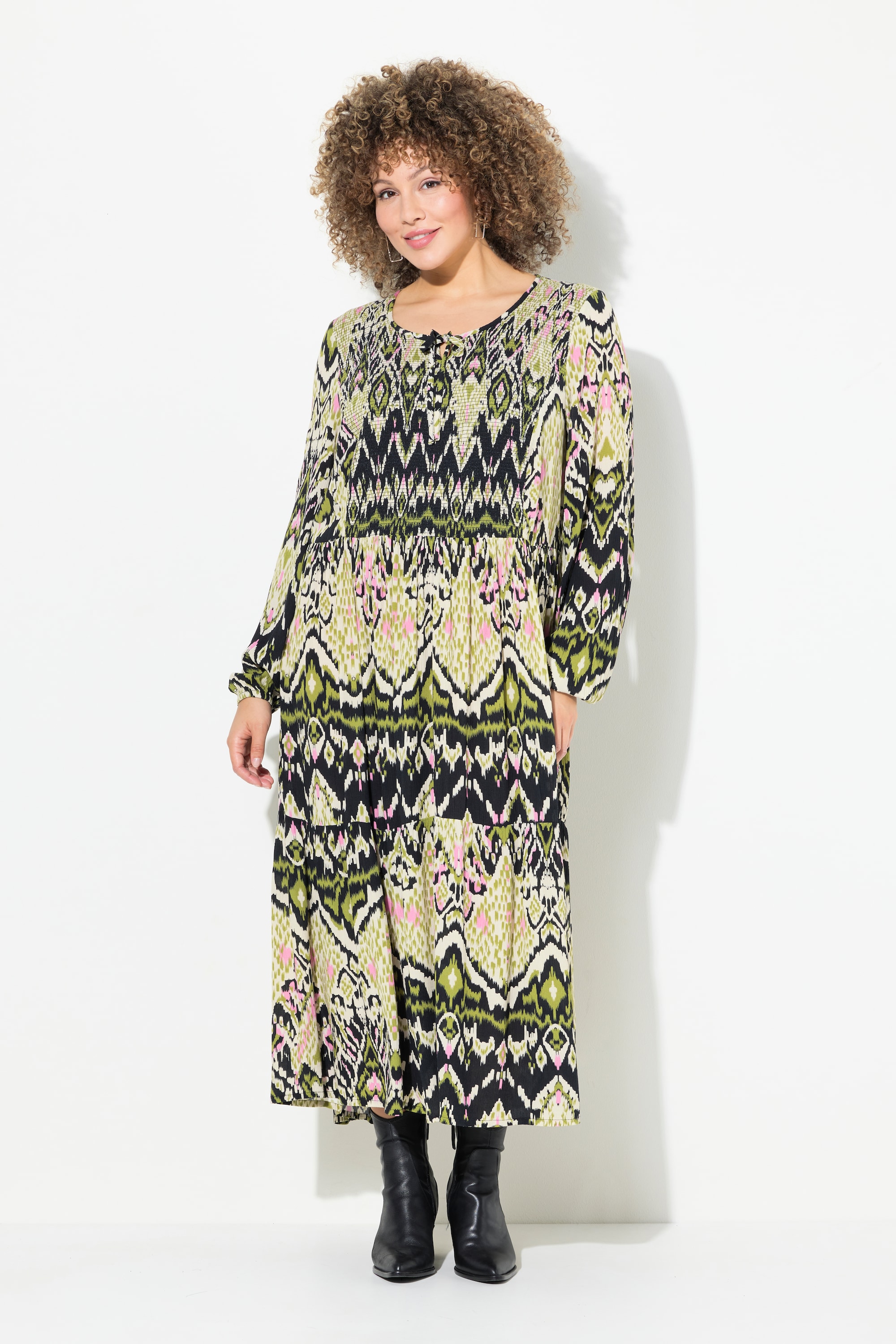 Robe midi smockée, ligne en A, ULLA POPKEN