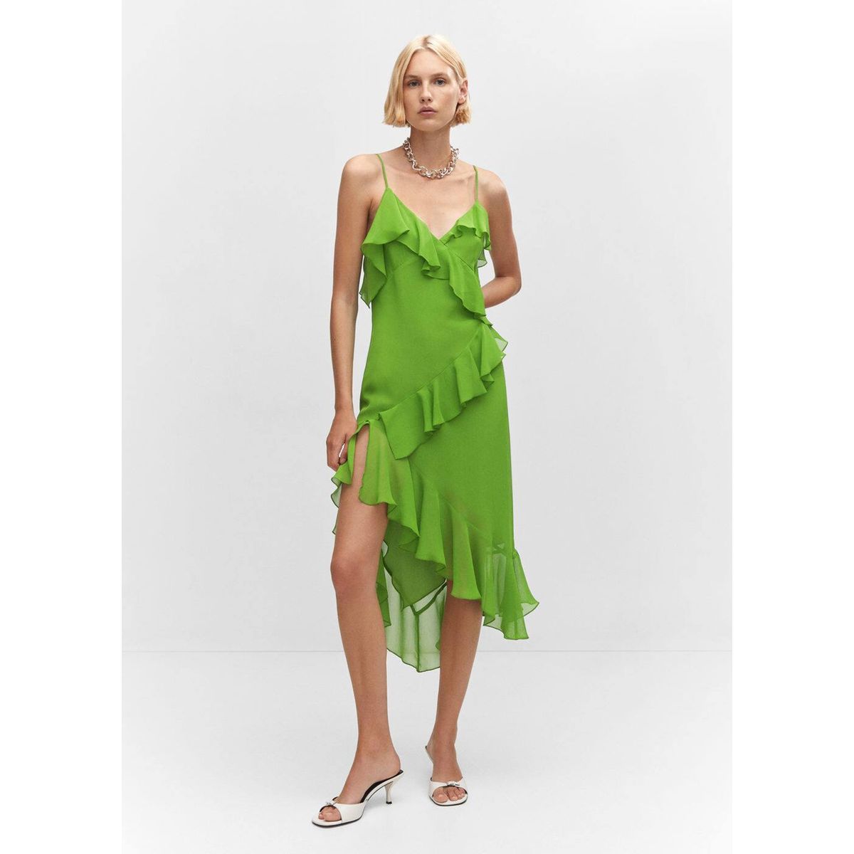 Robe longue verte new arrivals mango