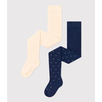 Pack of 2 Tights in Cotton Mix PETIT BATEAU