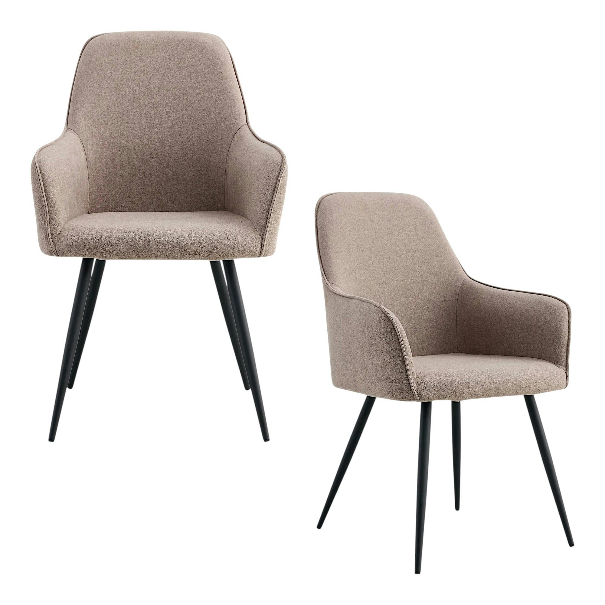 Fauteuil de table grège passepoilé (lot de 2) BERLIN, PIER IMPORT